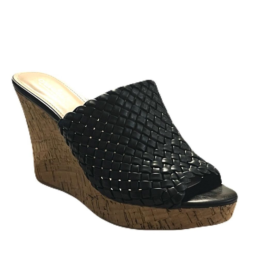 Charles by Charles David Black Woven Wedge Sandals